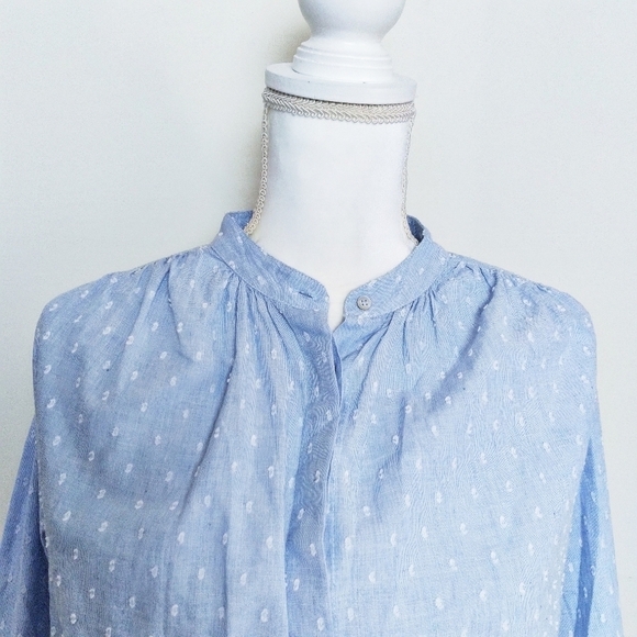 Joie Swiss Dot Scalloped Hem Button Front Shirt - Picture 7 of 9
